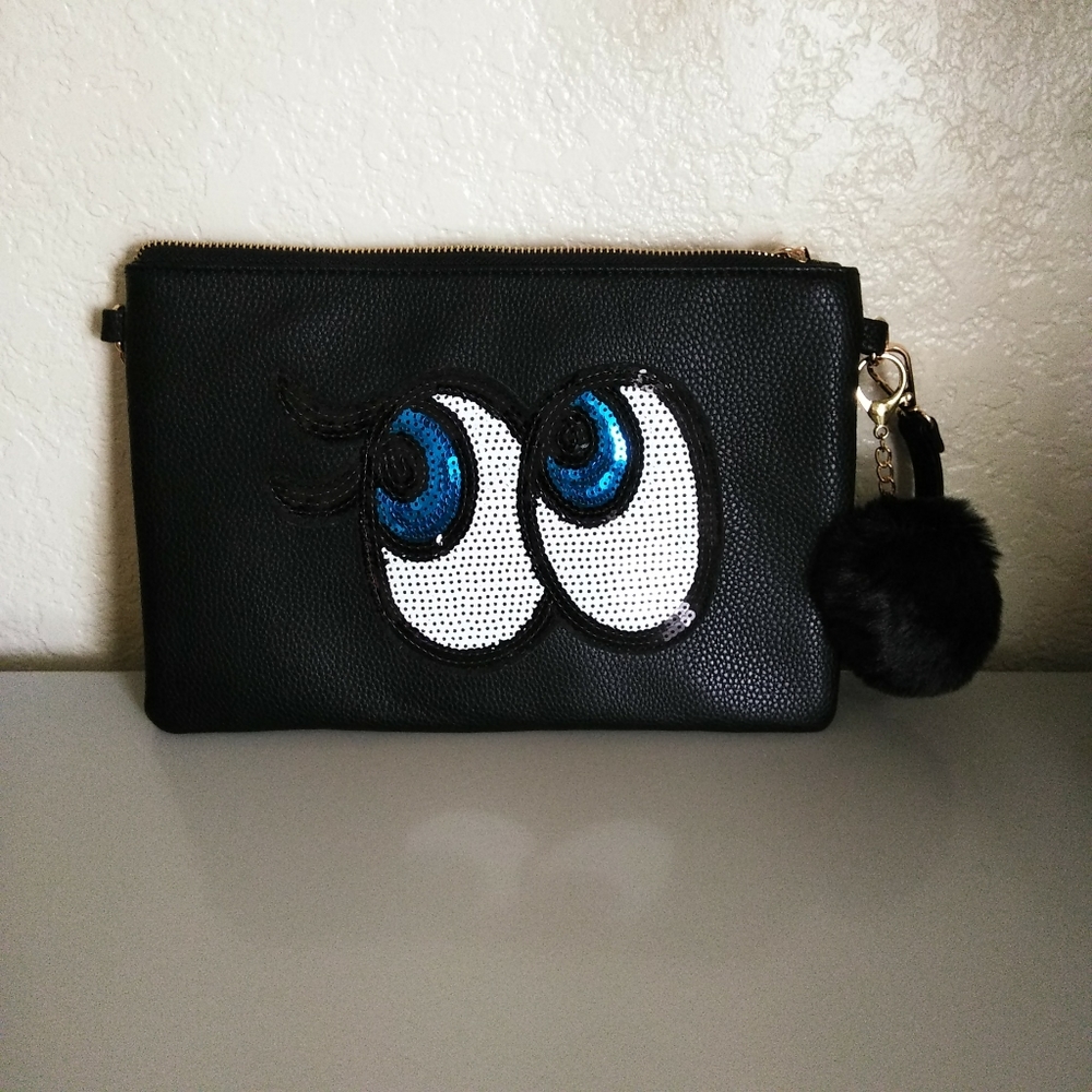 Emoji eyes black crossbody clutch crossbody